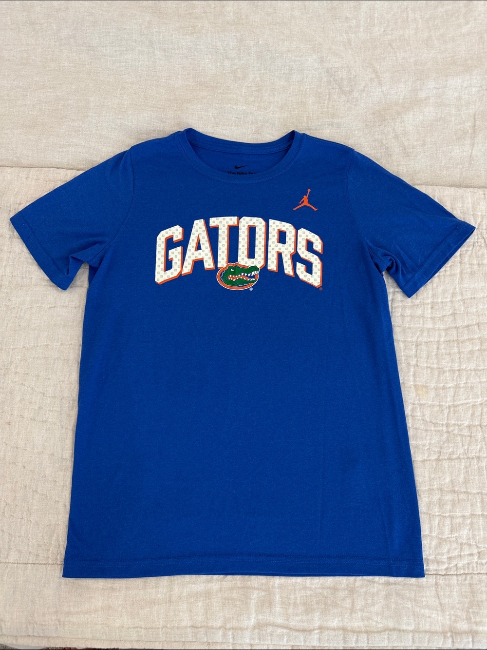 Jordan Blue Gators Dri Fit Graphic Tee with Orange Jumpman